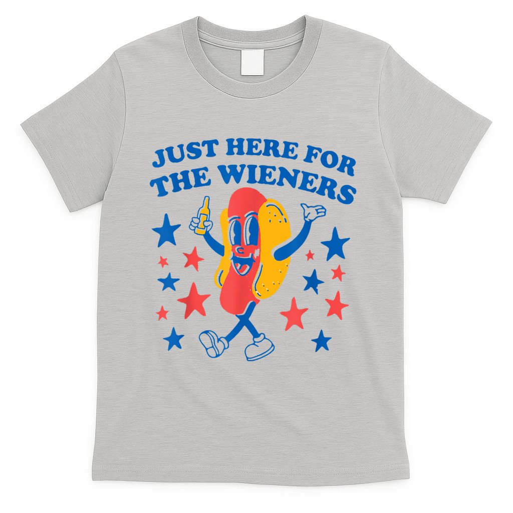 Just Here For The Wieners Funny Hot Dog 4th Of July T-Shirt