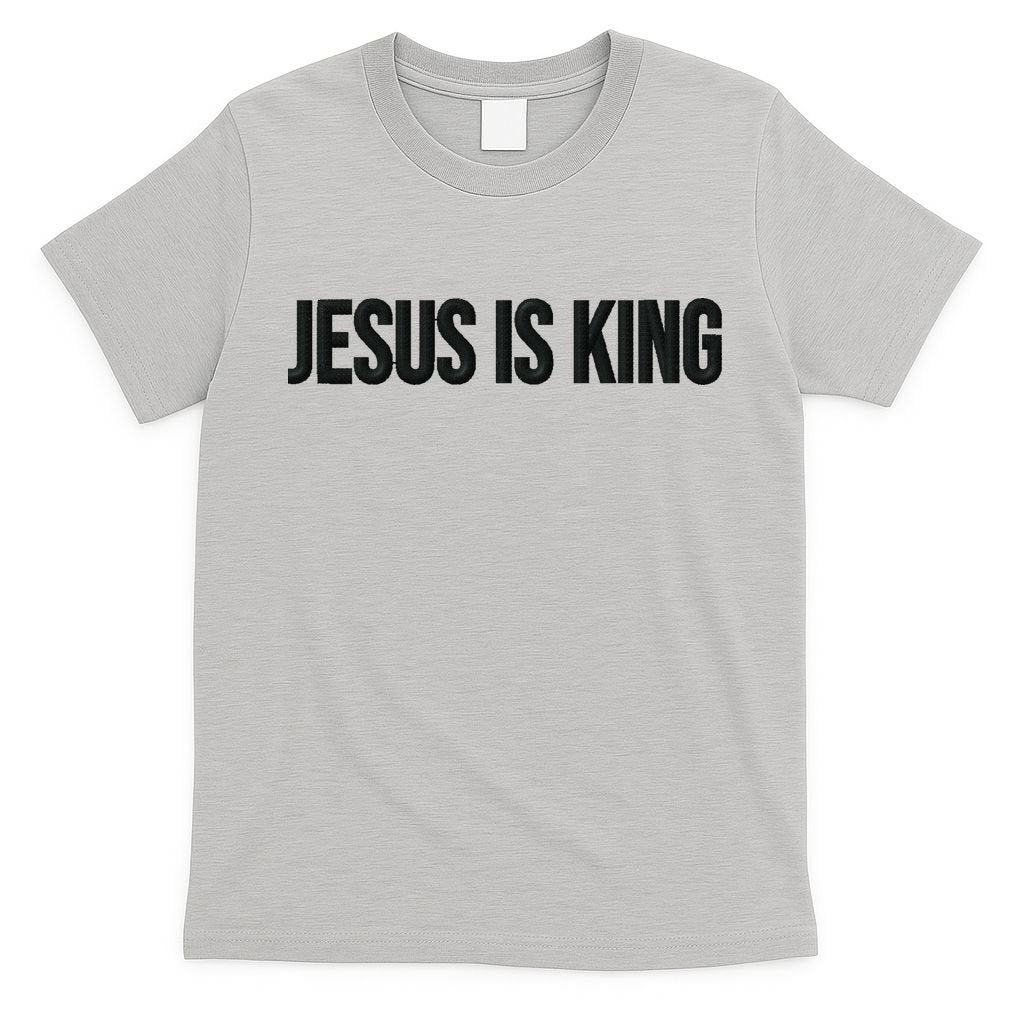 Jesus Is King Simple Christian Minimalist Embroidered T-Shirt