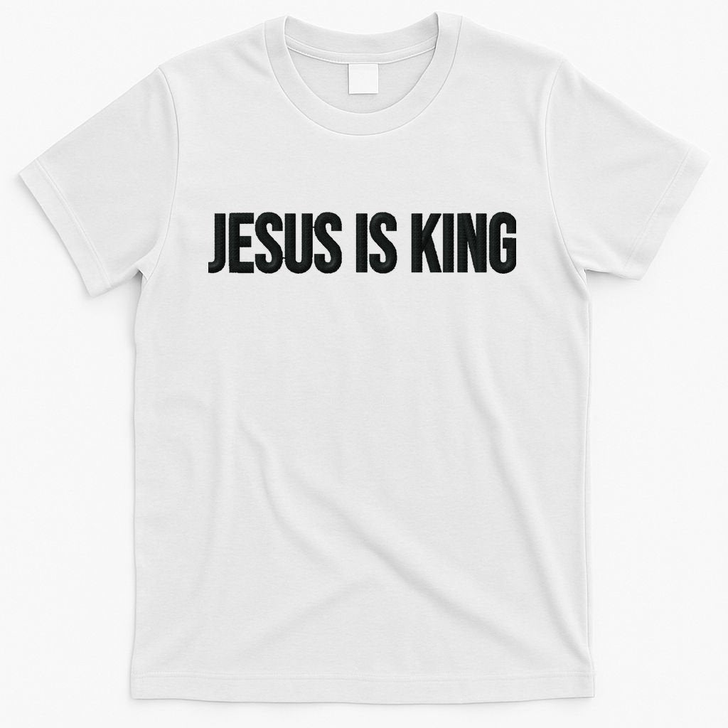 Jesus Is King Simple Christian Minimalist Embroidered T-Shirt