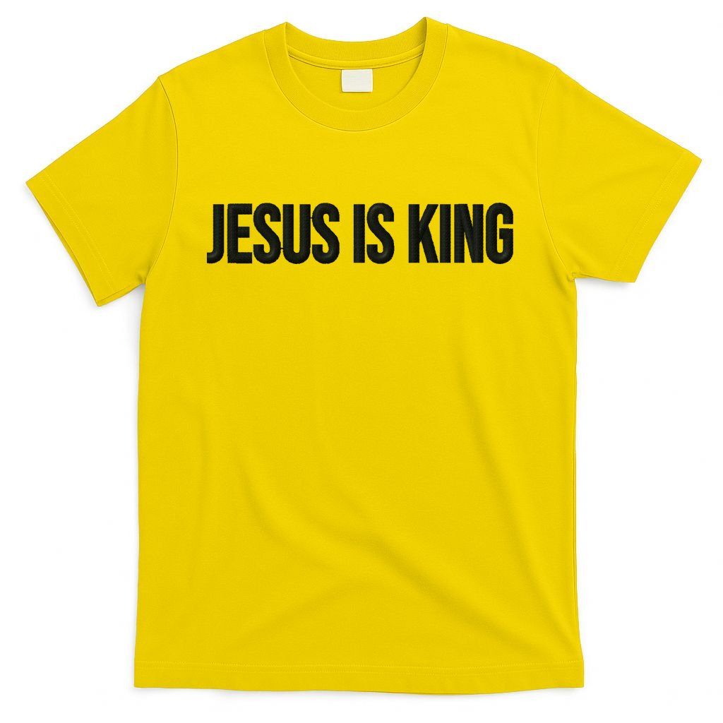 Jesus Is King Simple Christian Minimalist Embroidered T-Shirt