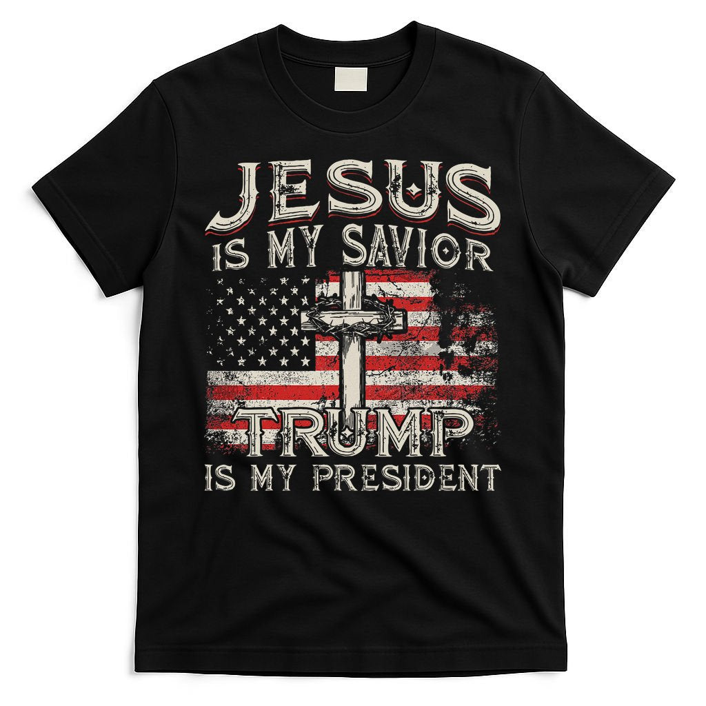 Jesus Is My Savior Trump Is My President American Flag T-Shirt