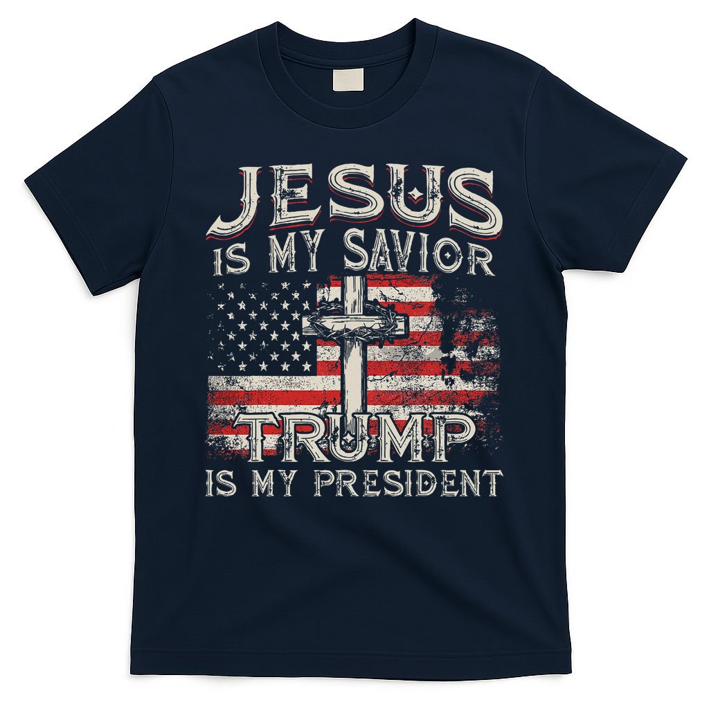 Jesus Is My Savior Trump Is My President American Flag T-Shirt