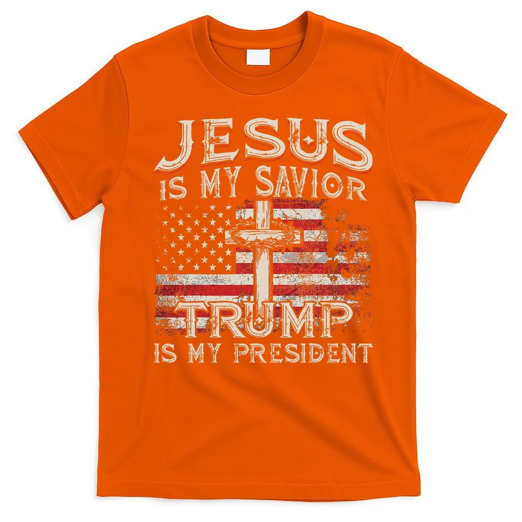 Jesus Is My Savior Trump Is My President American Flag T-Shirt
