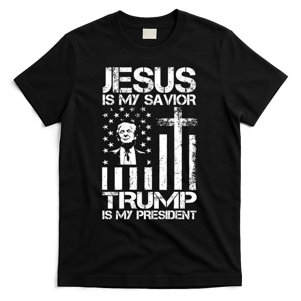 Jesus Is My Savior Trump Is My President Trump Flag  T-Shirt