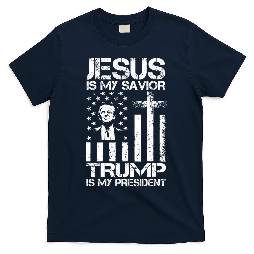 Jesus Is My Savior Trump Is My President Trump Flag  T-Shirt