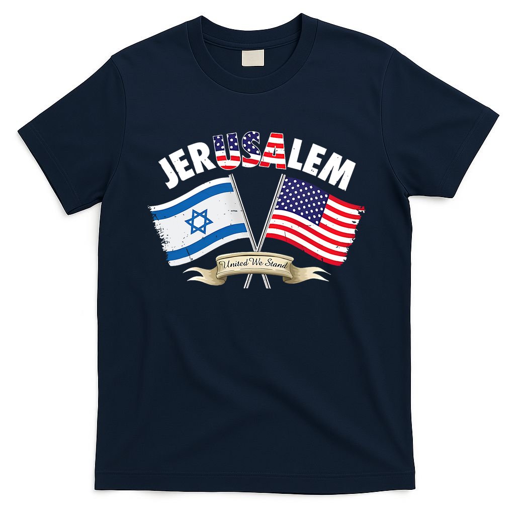 Jerusalem Israel Usa American Flag T-Shirt