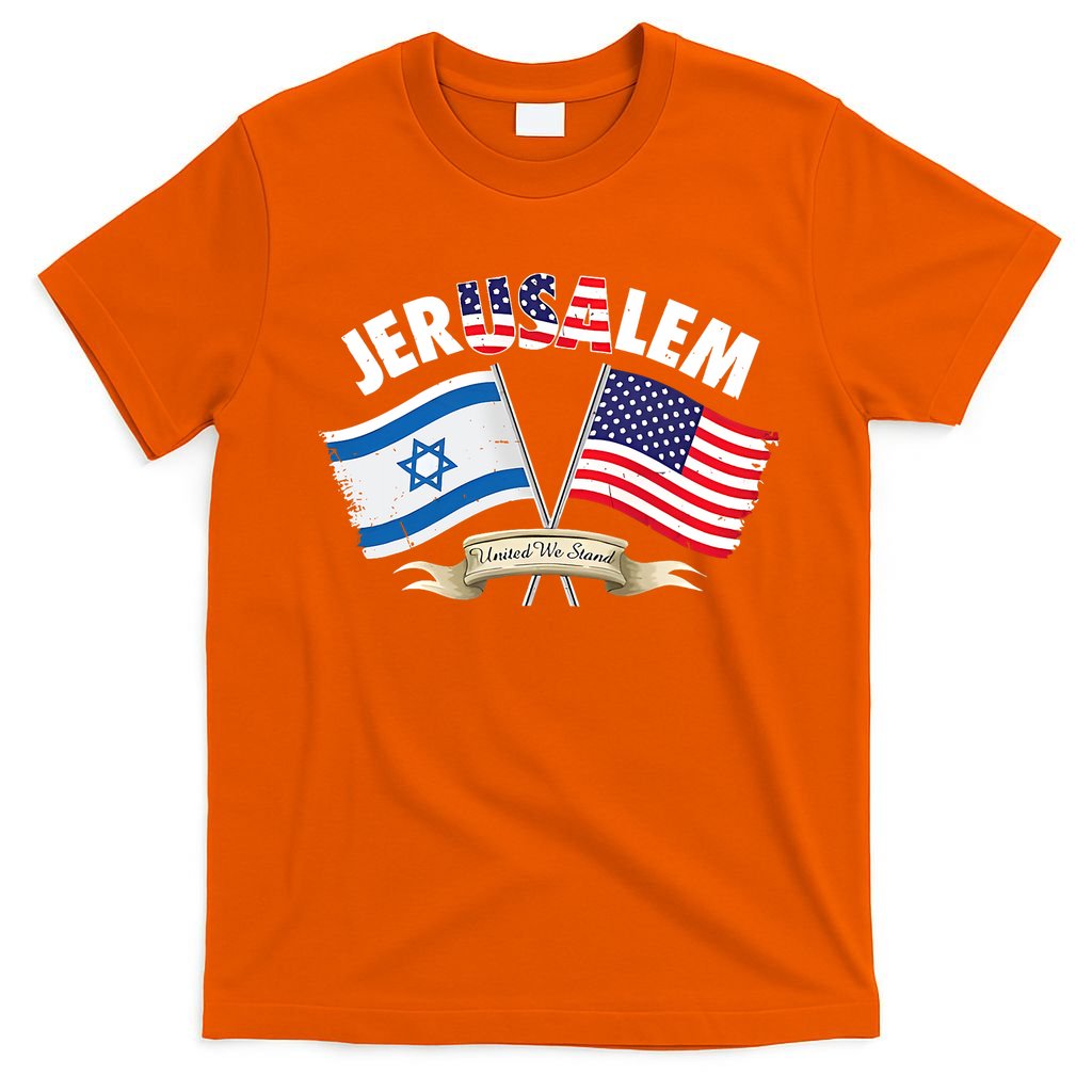 Jerusalem Israel Usa American Flag T-Shirt
