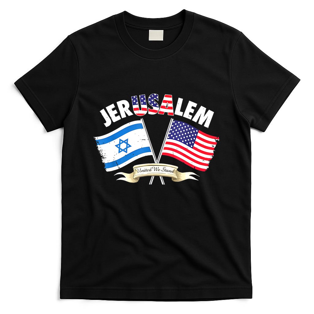 Jerusalem Israel Usa American Flag T-Shirt