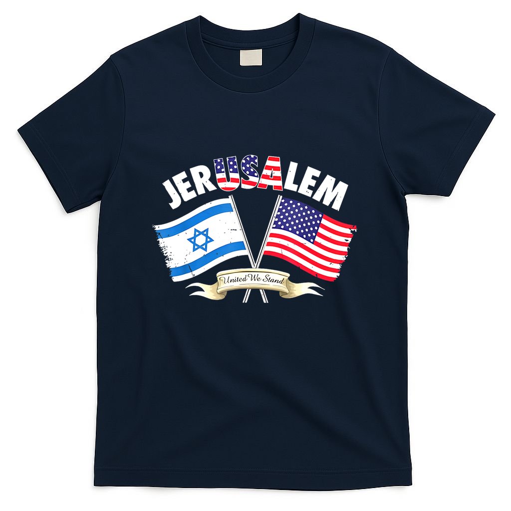 Jerusalem Israel Usa American Flag T-Shirt