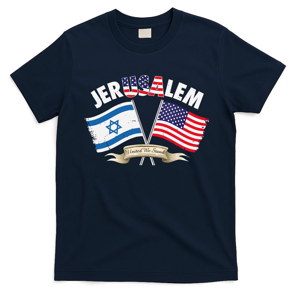 Jerusalem Israel Usa American Flag T-Shirt