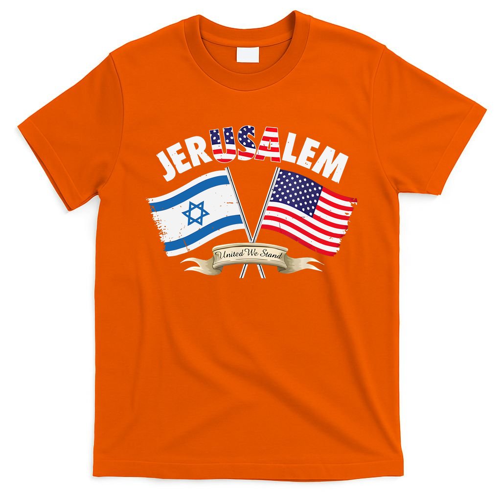 Jerusalem Israel Usa American Flag T-Shirt