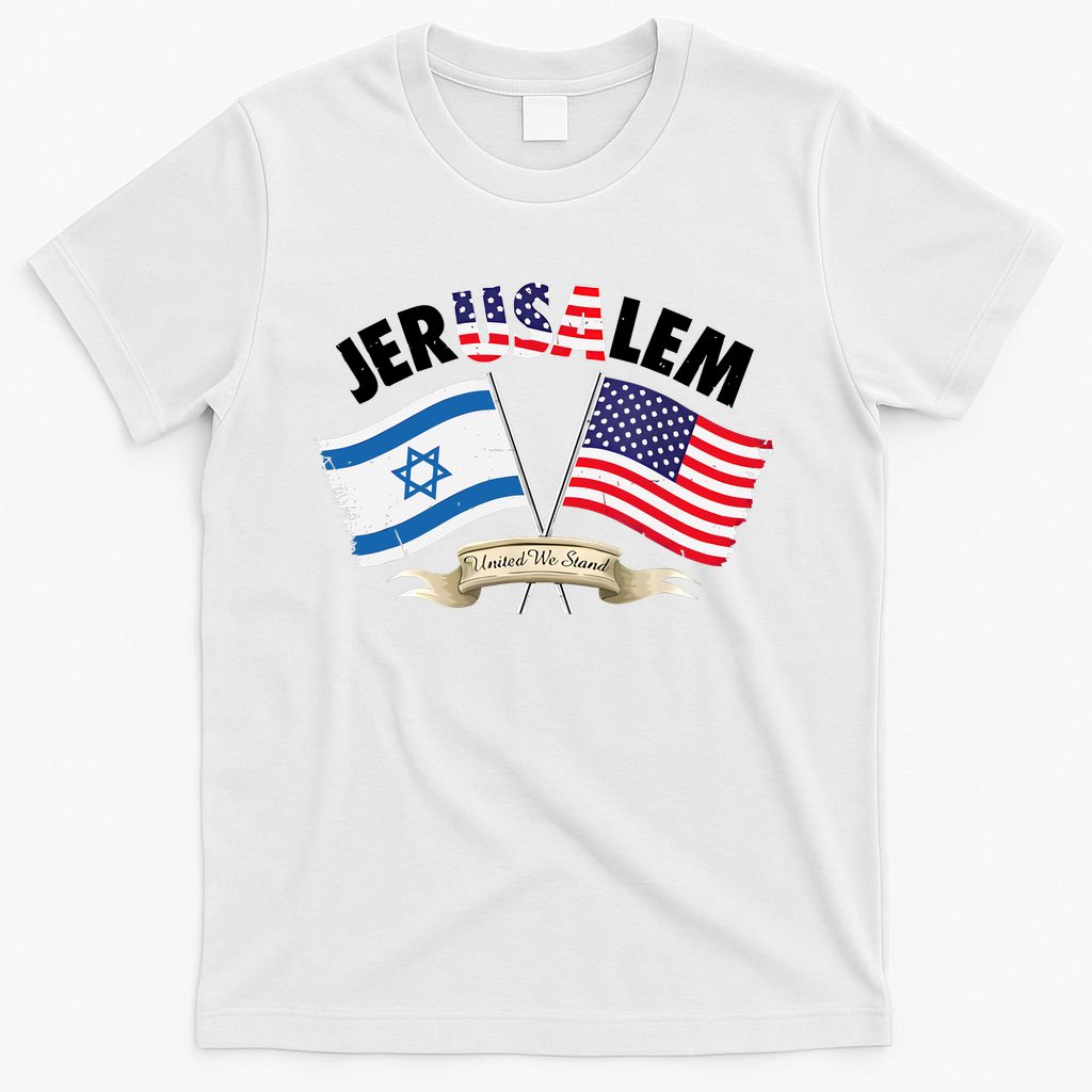 Jerusalem Israel Usa American Flag T-Shirt