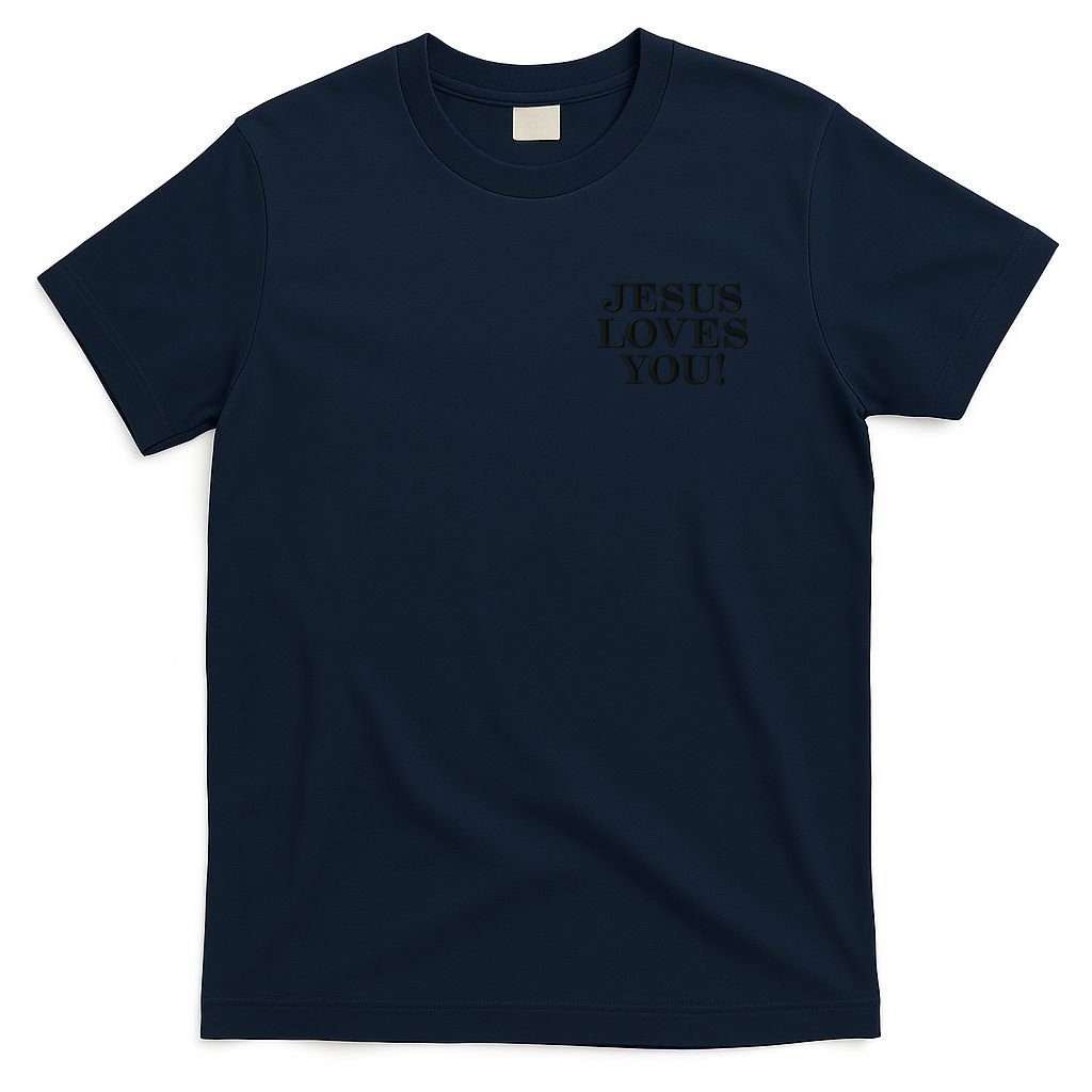 Jesus Loves You Christian Hope Faith Charity Black Embroidered Embroidered T-Shirt