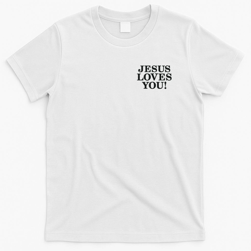 Jesus Loves You Christian Hope Faith Charity Black Embroidered Embroidered T-Shirt