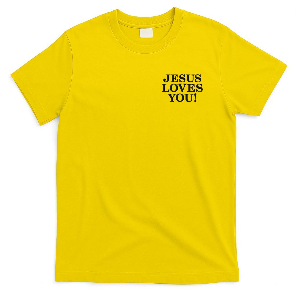 Jesus Loves You Christian Hope Faith Charity Black Embroidered Embroidered T-Shirt