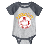 Kansas City MO KC Football EST 1959 Emblem Infant Baby Jersey Bodysuit