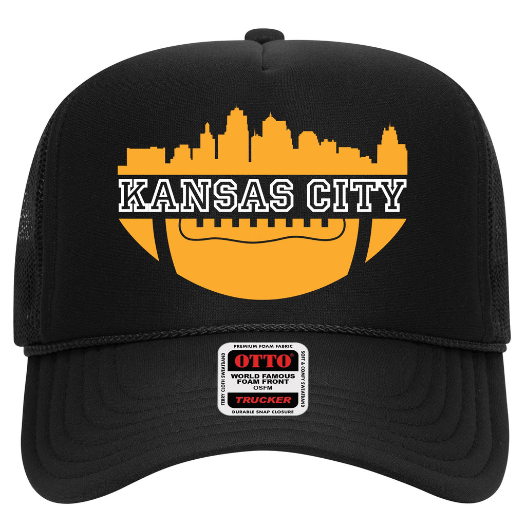 Kansas City Skyline Football High Crown Mesh Back Trucker Hat