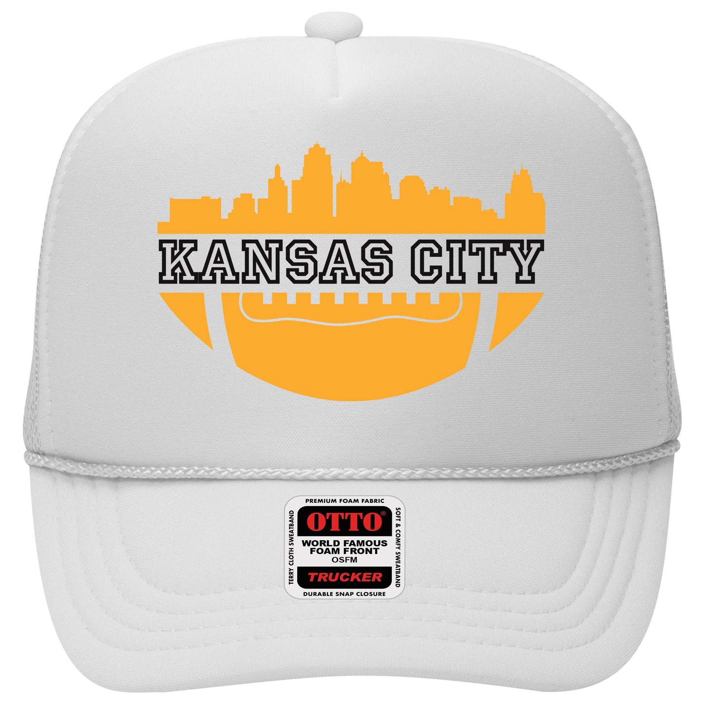 Kansas City Skyline Football High Crown Mesh Back Trucker Hat