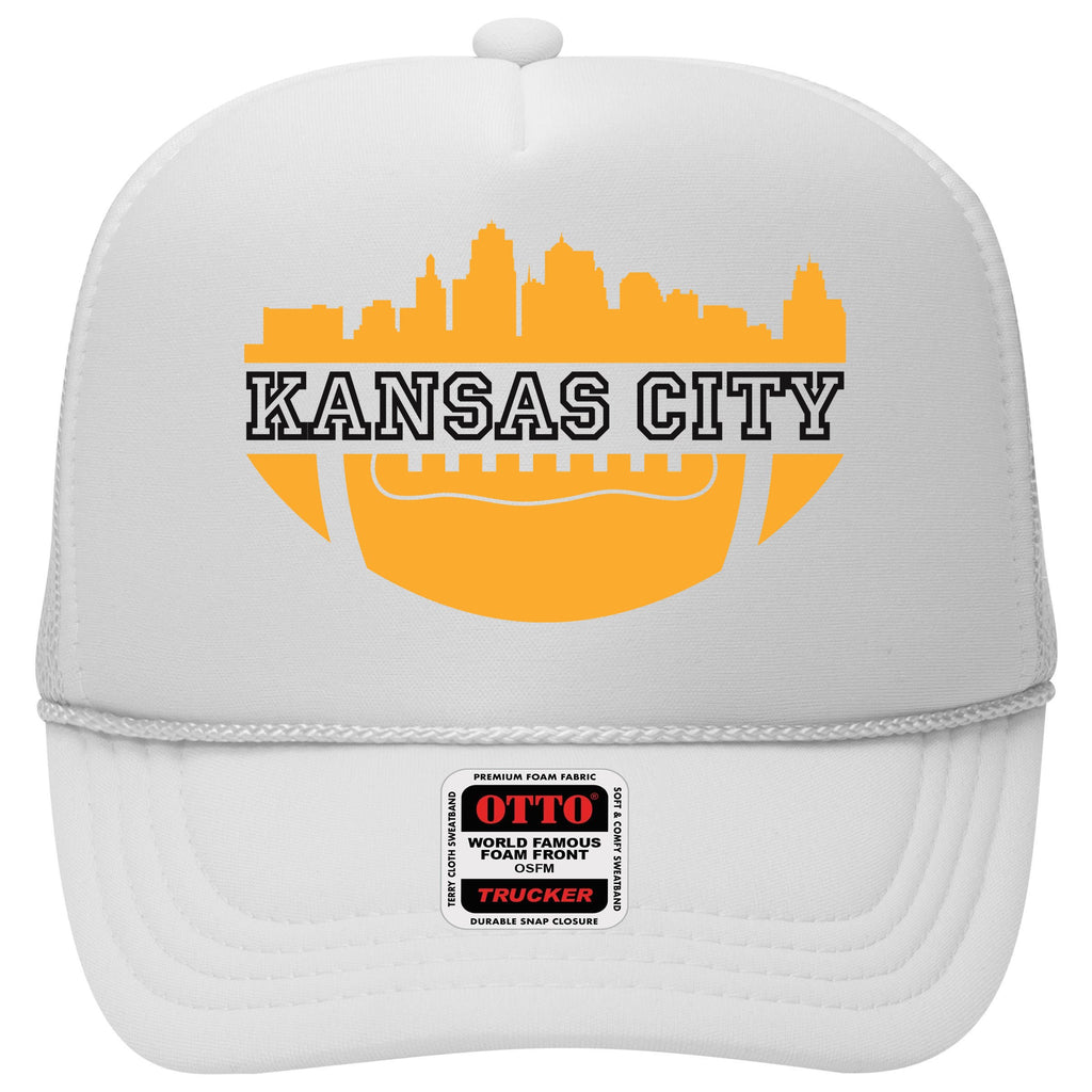 Kansas City Skyline Football High Crown Mesh Back Trucker Hat