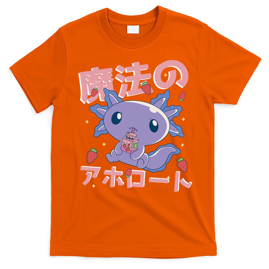 Kawaii Axolotl Strawberry Milk Shake Japanese Anime T-Shirt