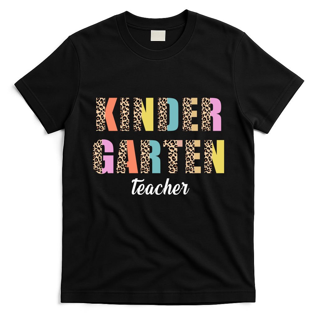 Kinder Garten Teacher Leopard Logo T-Shirt