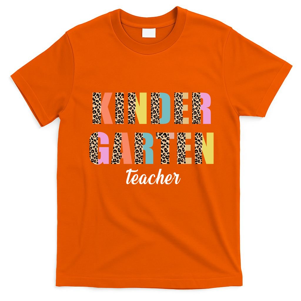 Kinder Garten Teacher Leopard Logo T-Shirt