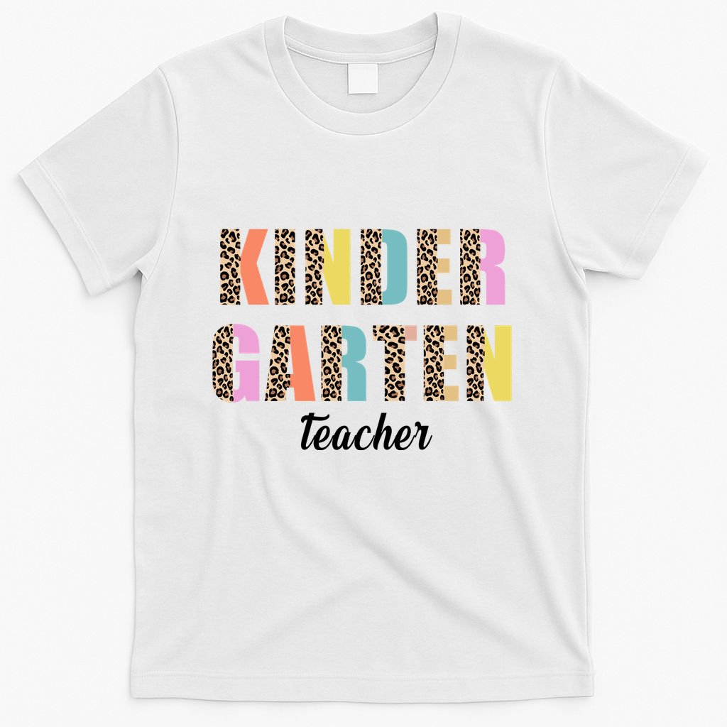Kinder Garten Teacher Leopard Logo T-Shirt
