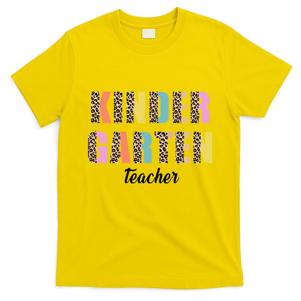 Kinder Garten Teacher Leopard Logo T-Shirt