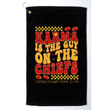 Karma Is The Guy Coming Straight Home To Me Retro Groovy Football Platinum Collection Golf Towel