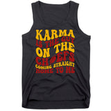 Karma Is The Guy Coming Straight Home To Me Football Tank Top