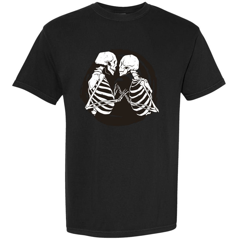 Kissing Skeletons In Love Garment-Dyed Heavyweight T-Shirt