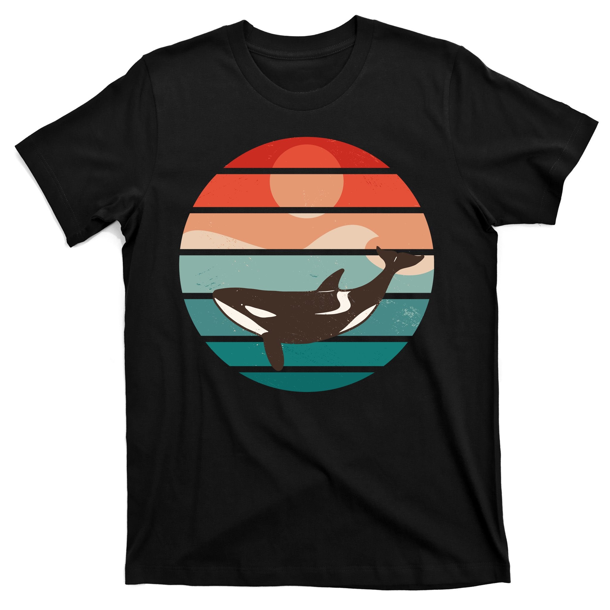 Killer Whale Retro Sunset T-Shirt