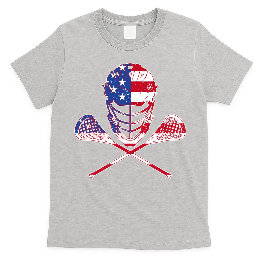 Lacrosse Sport Fan USA American Flag T-Shirt