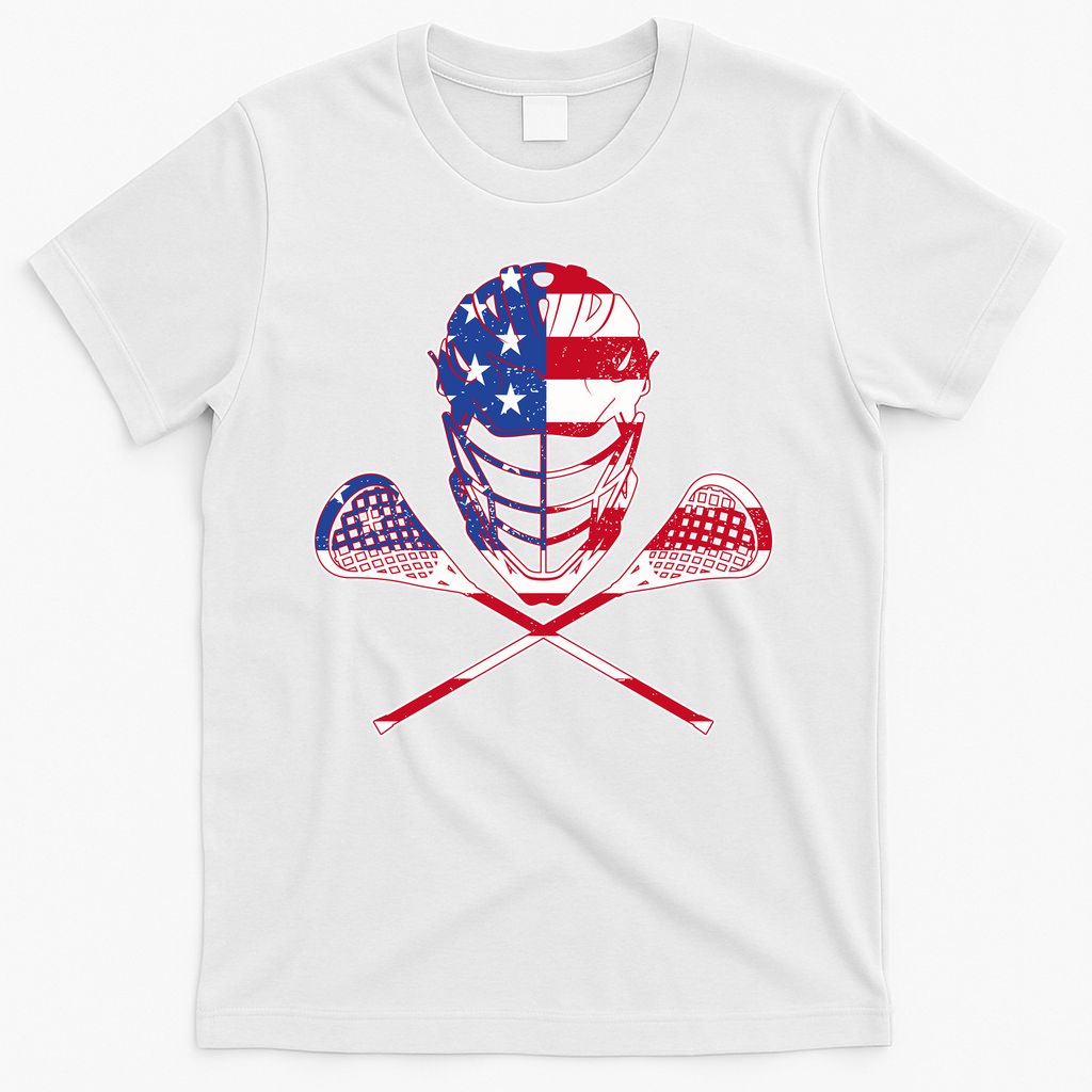 Lacrosse Sport Fan USA American Flag T-Shirt