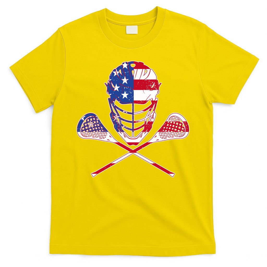 Lacrosse Sport Fan USA American Flag T-Shirt