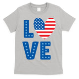 Love American Flag Heart 4th Of July T-Shirt