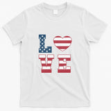 Love American Flag 4th Of July Patriotic American Women T-Shirt