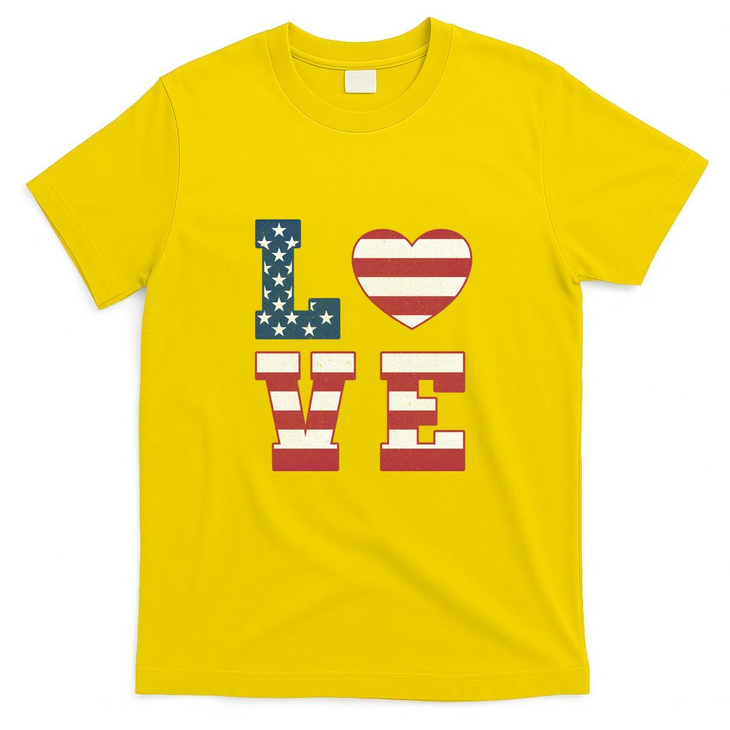 Love American Flag 4th Of July Patriotic American Women T-Shirt