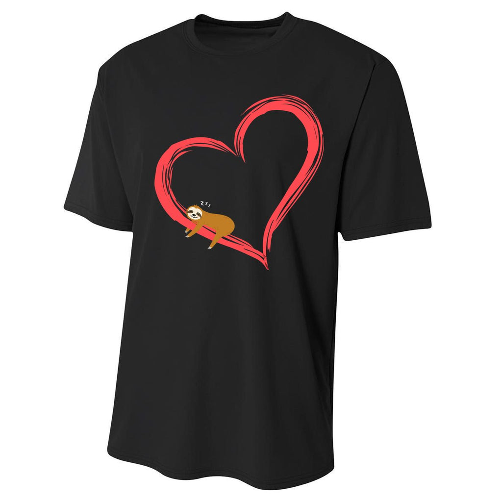 Lazy Sloth Sleeping On Heart Performance Sprint T-Shirt