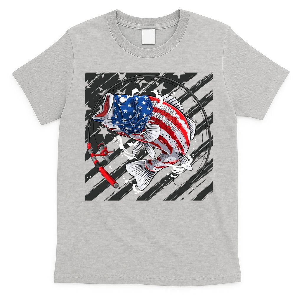 Largemouth Bass USA Flag Imprint T-Shirt
