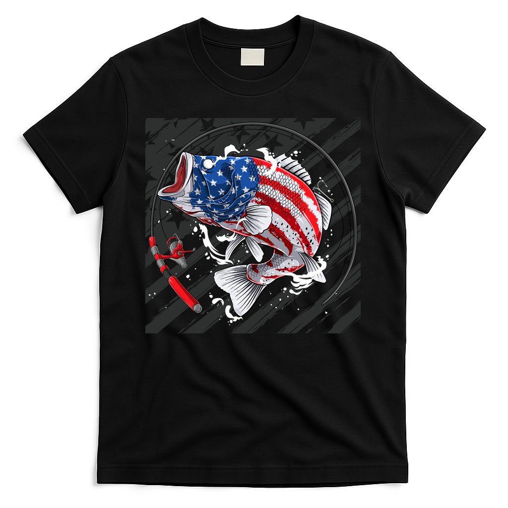 Largemouth Bass USA Flag Imprint T-Shirt