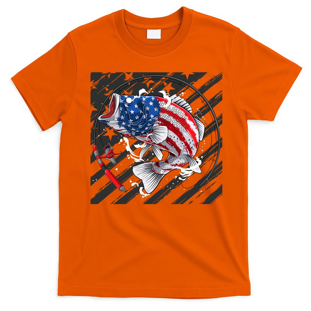 Largemouth Bass USA Flag Imprint T-Shirt