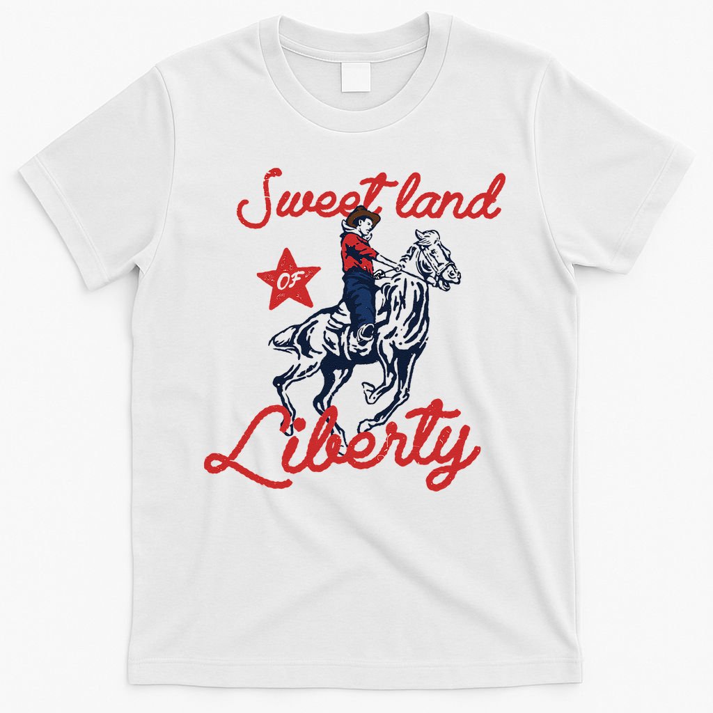 Liberty City Cowboy 4th Of July Sweet Land Liberty Cowboy T-Shirt