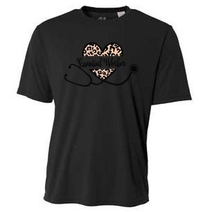 Love Essential Worker Life Leopard Heart Stethoscope Nurse Cool Gift Cooling Performance Crew T-Shirt