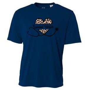 Love Essential Worker Life Leopard Heart Stethoscope Nurse Cool Gift Cooling Performance Crew T-Shirt