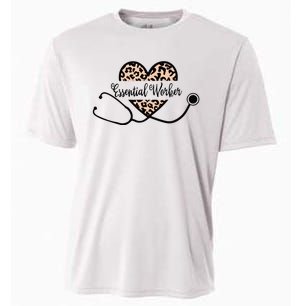 Love Essential Worker Life Leopard Heart Stethoscope Nurse Cool Gift Cooling Performance Crew T-Shirt