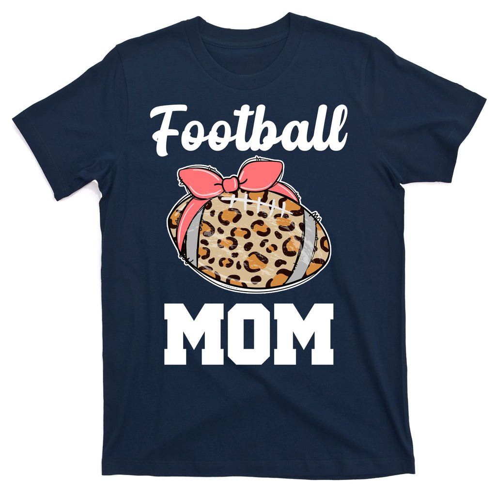 Leopard Football Mom Cute Gift T-Shirt