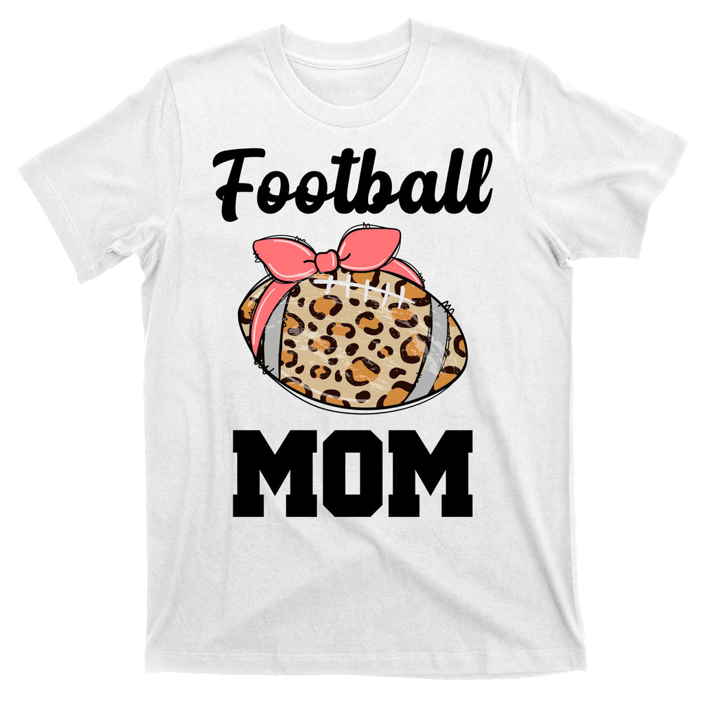 Leopard Football Mom Cute Gift T-Shirt