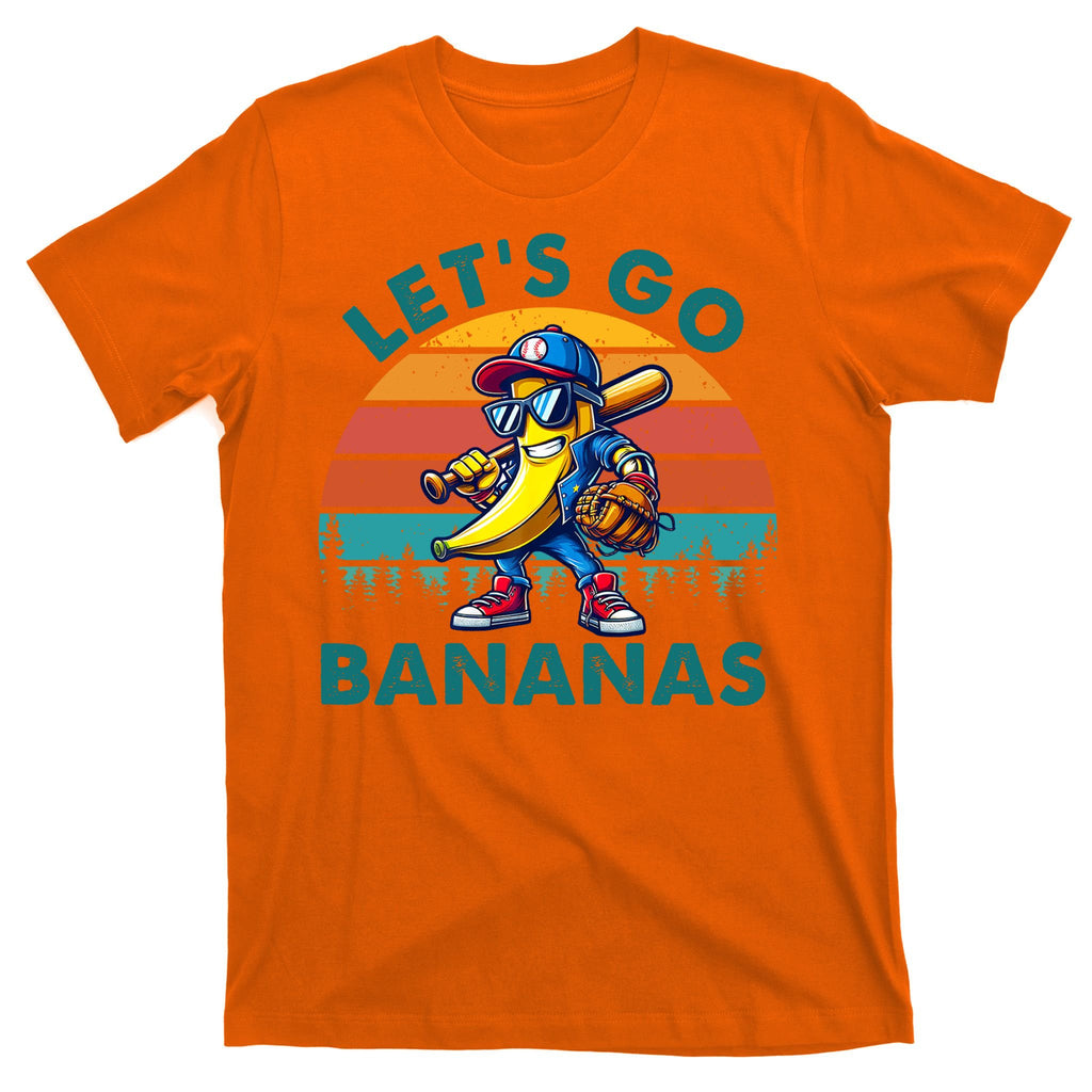 Lets Go Bananas Baseball Player Retro Sunset T-Shirt