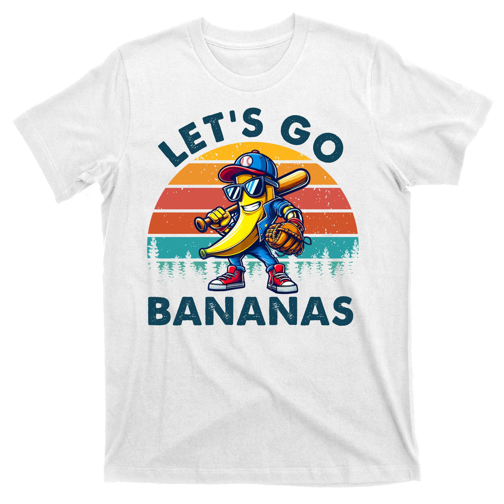 Lets Go Bananas Baseball Player Retro Sunset T-Shirt